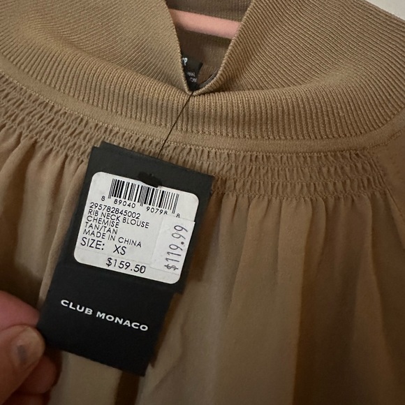 NWT Tan Club Monaco Ribbed Neck Blouse - Picture 6 of 8
